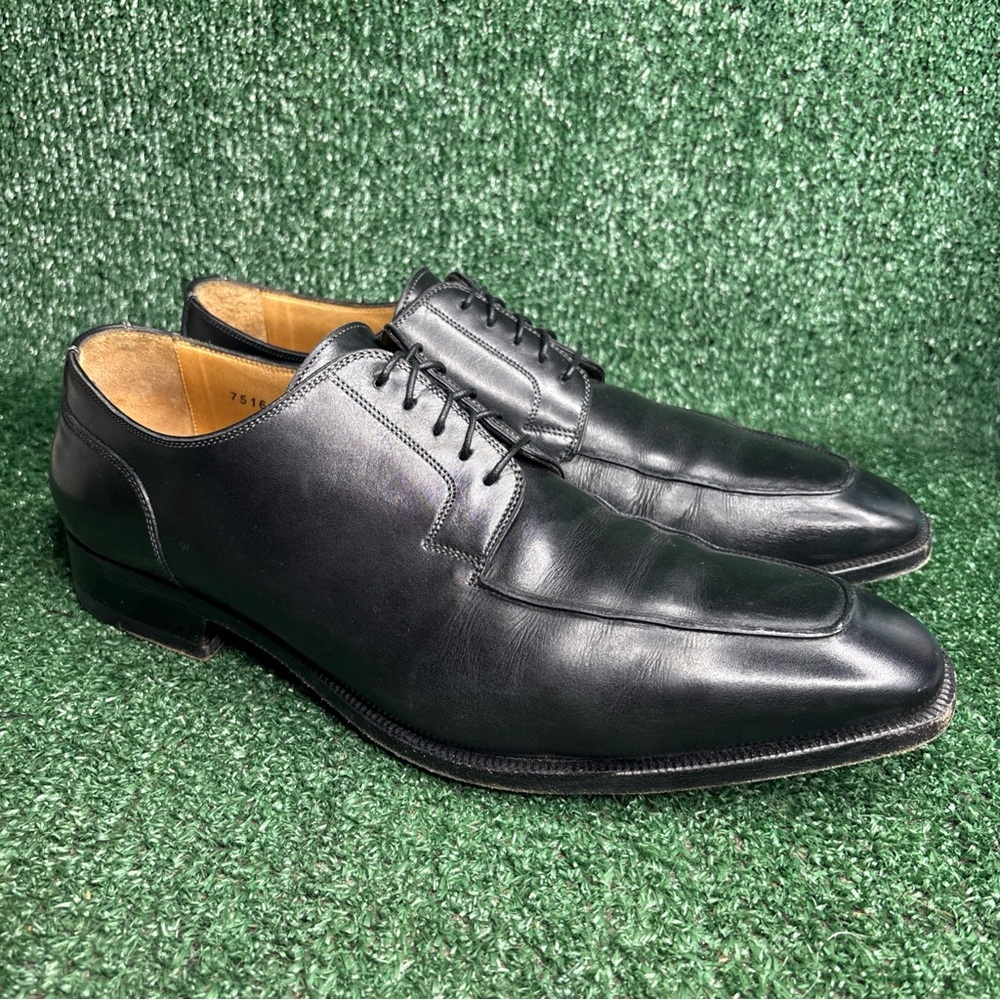Santoni Men's US Sz 12.5 EE Black Leather Derby Shoes Made In Italy MSRP $1000+‎